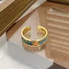 Anel Aberto Colorido Popular Vintage Retrô Esmaltado para Mulheres, Anel de Personalidade de Luxo Leve de Nicho