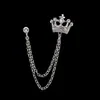 Insígnia de pino de corrente para terno estilo britânico broche de coroa masculina de alta qualidade corsage feminino retrô personalidade europeia e americana hd