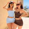 Traje de falda corta entallada sin tirantes informal de moda de verano 2024 para mujer de estilo europeo y americano en stock