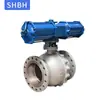 Válvula de esfera fixa pneumática Q647F/H/Y-16C de dupla ação com flange de descarga de cinzas, corte de descarga de cinzas, esfera de vedação dura