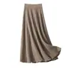 26 Novos Estilos de Saias de Cashmere de Cor Pura, Moda Coreana para Mulheres, Saias de Comprimento Médio para Outono e Inverno, que Emagrecem e Cobrem a Barriga