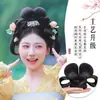 Peluca de Estilo Antiguo, Moño Tradicional Pequeño, Postizo de Cabello Puro, Almohadilla para el Cabello, Maquillaje y Peinado Integrados para Disfraz Antiguo Hanfu, Cabello Corto para Cosplay