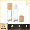Remax Botella de Vidrio con Tapa de Bambú de 10 ml, Botella Pequeña Vacía para Dispensar, Botella Roll-On, Portátil