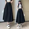Saia Midi Jeans para Mulheres Nova Coleção Primavera/Verão 2026 Cintura Alta Linha A Flare Ol Acima do Joelho Saia Guarda-Chuva Plissada Saia Longa