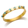 Pulseira Feminina de Luxo Transfronteiriça Incrustada com Zircônia Redonda Verde Rosa Aço Inoxidável Pulseira de Zircônia Joia Moda Nova