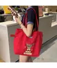 Bolso de Hombro Bordado Simple Estilo Coreano Caricatura Lindo Bolso Bandolera Bolsa de Lona Moda Ins Gran Capacidad Bolso para Estudiantes
