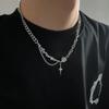 Colar Masculino Aço Titânio Não Desbota Hip-Hop Popular High-End Versátil Corrente de Roupa Simples Personalizado Acessórios Retrô Joias