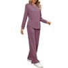 Amazon Europeo y Americano suelto simple color liso casual traje mujer otoño nuevo textura cordón ropa de casa mujer