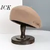 Boina de Lã de Ovelha Outono e Inverno Moda Versátil Versão Coreana 2025 Novo Chapéu Retrô Emagrecimento Facial Artista Boina Newsboy