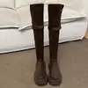 Botas Altas de Plataforma para Mujer 2026 Otoño Nuevo Llegada Botas de Caballero de Caña Alta Hasta la Rodilla Adelgazantes Elásticas en Dos Direcciones Skinny Botas Largas