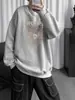 Sudadera Redonda Estampada para Hombre 2025 Nueva Holgada Tendencia Marca Top Deportivo Versátil Manga Larga Juvenil Camisa Base Sudadera