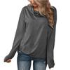 Moda Feminina Europeia e Americana 2026 Amazon Ebay Outono Cor Sólida Blusa Soltinha Camiseta Top Feminino Manga Longa Slim Fit