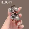 2025 Nuevo Clip Pequeño de Flor Perla Gris Plateado para la Frente Lateral del Cabello Roto Flequillo Clip Accesorios para el Cabello Tocado
