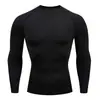 Mallas Deportivas Nuevas Transfronterizas para Hombre Ropa para Correr Fitness Cuello Redondo Secado Rápido Alta Elasticidad Ropa de Entrenamiento Top de Compresión