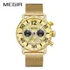 Megir Venta al por mayor transfronteriza Dropshipping Cronógrafo de tres ojos y seis manecillas Reloj de cuarzo Reloj para hombre 2249