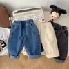 Nuevos Jeans Coreanos Versátiles de Primavera y Otoño para Niños Temporada Niños y Niñas Bebé Simples Casuales Pantalones Largos de Moda Color Sólido