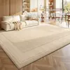 Alfombra estilo wabi-sabi color crema para la sala de estar, nueva impermeable, resistente a las manchas, fácil de limpiar, se limpia con paño, alfombra estilo madera natural para dormitorio para uso doméstico
