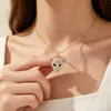 1 collar colgante de mujer de moda transfronterizo europeo y americano lleno de pedrería con forma de cabeza de leopardo de personalidad