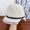 Chapéu de Pescador Estilo Coreano Outono e Inverno para Mulheres com Circunferência da Cabeça Grande, Chapéu de Pescador Quente de Inverno para Afinar o Rosto com Pequena Fenda, Chapéu de Pescador de Cor Sólida ou Listrado