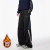 Pantalones Deportivos Casuales Rectos Gruesos con Forro de Felpa de Moda Unisex para Otoño e Invierno Cálidos Sueltos Cómodos Estilo Diario