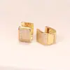 Pendientes Cuadrados de Múltiples Filas con Circonita Cúbica para Comercio Exterior Transfronterizo Moda Hip-Hop Personalidad Pareja Hombres y Mujeres Pendientes Metálicos Tridimensionales