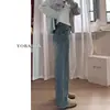 Jeans Rectos Azules Vintage para Mujer Otoño e Invierno Nuevos de Cintura Alta para Chicas Gorditas Tallas Grandes Adelgazantes Tipo Pera Pantalones Sueltos de Pierna Ancha