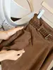 Falda irregular de gamuza vintage estilo francés para mujer, nuevo diseño de otoño, falda corta versátil de línea A de cintura alta