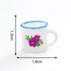 Taza de Té Cerámica Impresa Retro Nostálgica Tetera Juguete de Comida Casa de Muñecas Accesorios de Decoración DIY Adornos en Miniatura