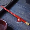 Palillos de Sándalo Rojo de Hoja Pequeña Indio Estilo Chino para el Hogar Palillos de Madera Palillos sin Pintar ni Encerar Caja de Regalo de Madera Palillos con Cabeza de Cobre Cuadrados y Redondos