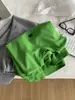 Moletom Pulôver Verde Gramado de Primavera com Gola Redonda para Mulheres, Moletom Solto Estilo Coreano com Bordado de Letras Escova de Dentes, Top Solto