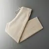 Calça Masculina 100% Lã com Fenda Quatro Vias, Cintura Elástica, Resistente ao Desgaste, Novo Estilo Longo, Quente e Casual, Slim para Uso ao Ar Livre