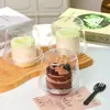 Caja para Pastel Mousse Postre Mil Capas Redonda de 3 Pulgadas Caja de Embalaje de Ampolla Caja para Empaque de Postre de Frutas Pastelería