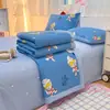 Juego de Cuatro Piezas de Colcha de Verano Estilo Dibujos Animados, Juego de Colcha Refrescante de Verano y Sábana Ajustable 100% Algodón, Juego de Tres Piezas para Dormitorio de Estudiantes, Colcha Delgada, Lavable a Máquina