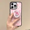 Funda Rosa a Cuadros para Teléfono Móvil Apple 15 1712 Adecuada para iPhone 16 Soporte Magnético de Dibujos Animados 18Promax Femenina 13