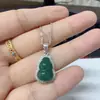 Colar de Cabacinha de Jade Natural Inlaid em Prata S925 Presente para Namorada, Corrente de Clavícula Versátil de Luxo Leve, Pingente de Anel Duplo Estilo Chinês