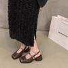 Sandalias francesas de tacón alto con punta para mujer, novedad de verano 2024, zapatos Mary Jane de tacón grueso, zapatos de hada con viento para tarde en la noche.