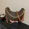 Marca Bolsa Feminina Retro Estampada Bolsa de Axila Meia-Lua Feminina 2025 Nova Nicho Luxo Acessível Versátil Ins Bolsa Transversal