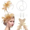 Amazon Set Retro de Accesorios para el Cabello de Novia Flor de Pluma para el Kentucky Derby Diadema de Malla Guantes Conjunto de Collar