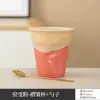 Taza de café de cerámica cultural y creativa con cuchara, se puede imprimir con logotipo, taza con grabado de regalo, juego de caja de regalo de recuerdo empresarial