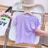 Camiseta de Seda de Hielo para Niñas Manga Corta Verano 2024 Nuevo Estilo Coreano Estilo Occidental Verano para Niños Encaje Manga Media Camiseta Top