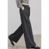 Pantalones Casuales de Cintura Alta para Mujer Color Gris Otoño 2026 Estilo Coreano Diseño de Nicho Sueltos Estilo Europeo y Americano Pantalones de Traje