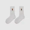 1746 calcetines infantiles al por mayor, calcetines de media caña bordados con lazo, estilo Miu girl, calcetines de algodón sin costuras con puños holgados para niñas