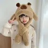Gorros Infantiles con Orejas Móviles, Bufanda y Gorro de Felpa de Invierno Integrados, Gorro Cortavientos y Cálido con Protección para Orejas de Bebé para Niños y Niñas