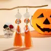 Joias Yongge Brincos de Halloween Desenho Animado Transfronteiriços Europeus e Americanos Brincos Personalizados Criativos com Caveira e Franjas de Contas