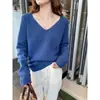 Top de capa base con cuello en V para mujer 2026 nuevo primavera otoño invierno cuello bajo tejido liso tacto de alta gama manga larga top interior