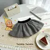 Falda a cuadros de verano para niña, Falda floral moderna para niños, Conjunto de dos piezas con chaleco y manga corta