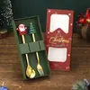 Conjunto de Talheres de Natal Transfronteiriço: Colher para Mexer Café, Colher de Aço Inoxidável 410, Garfo de Sobremesa e Frutas, Colher e Garfo de Boneco