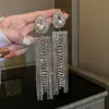 Brincos de Corrente Longa com Garras Exageradas Elegantes de Prata S925 com Strass para Mulheres Brincos com Franjas de Diamante Colorido Europeus e Americanos Brincos da Moda
