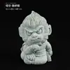 Figura de Animal de Té Gran Sabio de Arenisca Verde Estilo Chino, Adorno de Escritorio Wukong, Paisajismo de Roca para Acuario, Maceta de Decoración para el Hogar