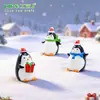 Pinguim de Natal Fofo Paisagem em Miniatura Cena de Neve Decoração Chaveiro Pingente Pinguim Antártico Pequeno Animal